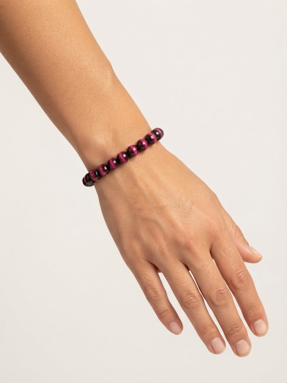 Beaded Stretch Bracelet in Burgundy Pink